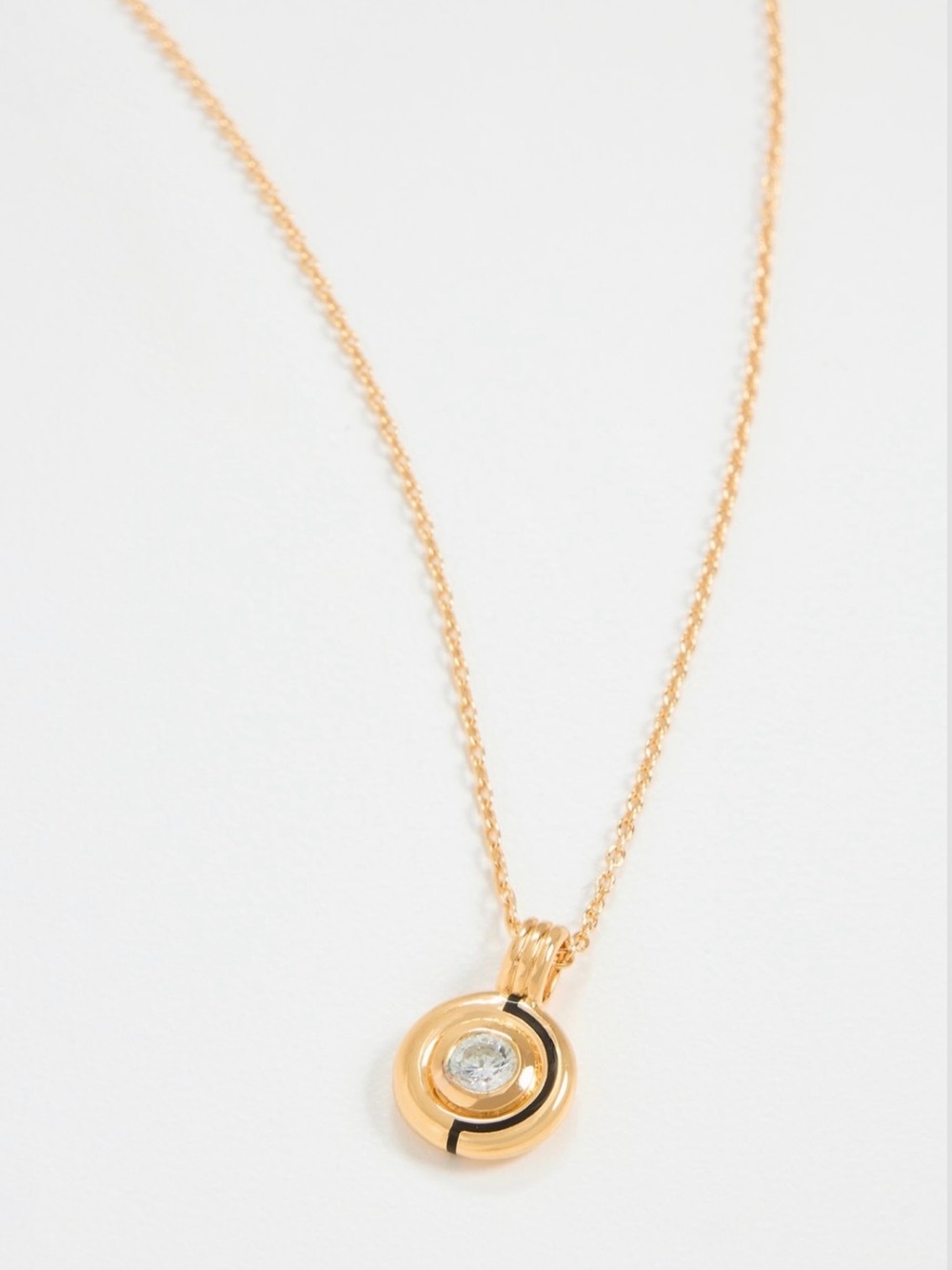 Gold Pendant Necklace with Crystal Accent